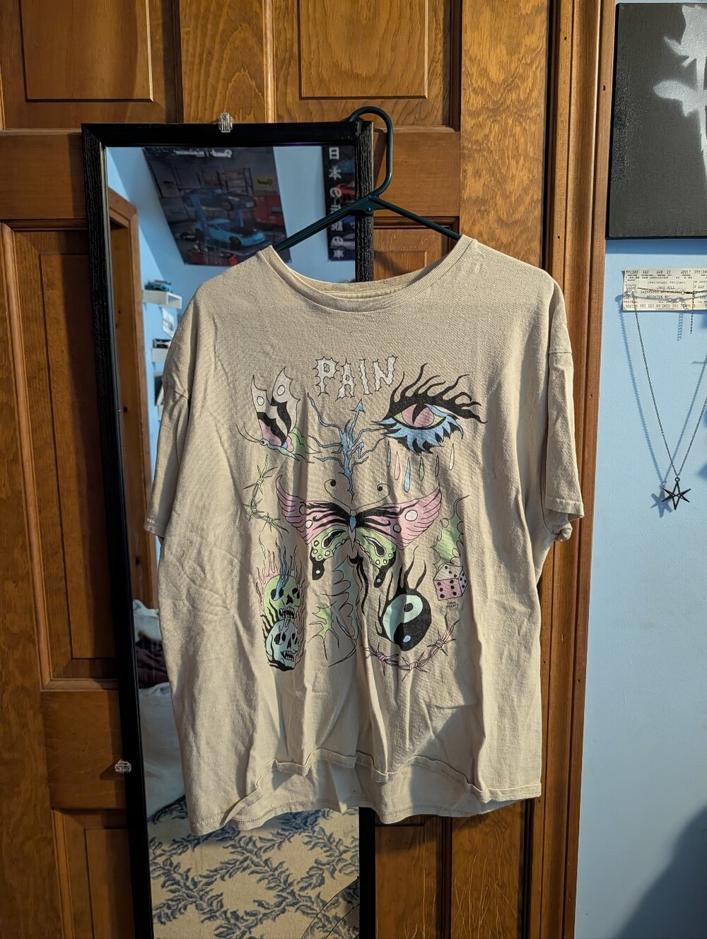 Graphic Butterfly Tee - Beige Men's Tee Shirt